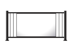Rampe bord de piscine avec panneau verre et aluminium noir